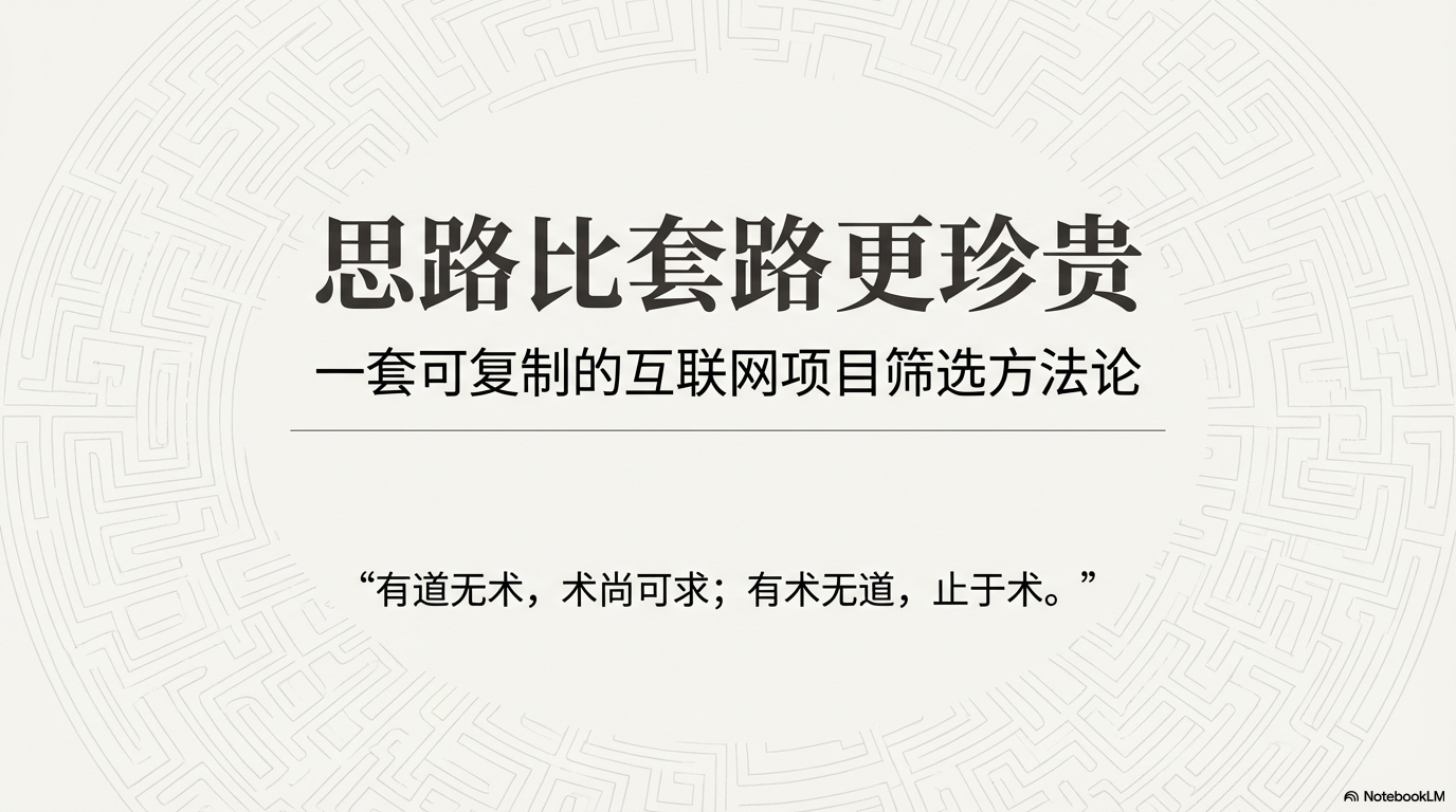 思路比套路更珍贵：介绍一套可复制的互联网项目筛选方法论。